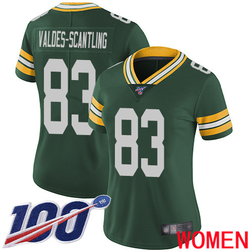 Green Bay Packers Limited Green Women #83 Valdes-Scantling Marquez Home Jersey Nike NFL 100th Season Vapor Untouchable->women nfl jersey->Women Jersey